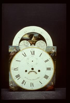 Francis Byrne, Birmingham: Arched with moon dial, 1790s / Clockmaker: John Cleak, Bridport, 1763–1839