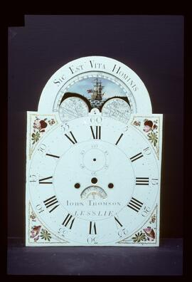 Wilson, Birmingham:  Arched with moon dial, 1780s / Clockmaker: John Thomson, Lesslie, 1789