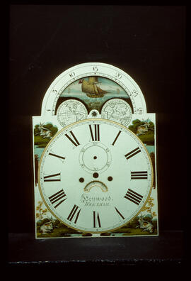 Unknown maker: Arched with moon dial / Clockmaker: Thomas Heywood, Wrexham, 1839–64
