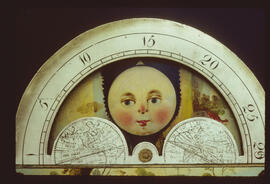 Unknown maker, Newcastle or Halifax: Arched with moon dial (arch detail), 1835–40 / Clockmaker: Sam. Taylor, Rochdale, 1834–58