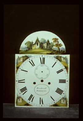 William Francis, Birmingham: Picture in arch dial, 1825–30 / Clockmaker: Thomas Broderick Jr, Spalding, 1828–35