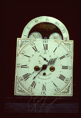 Unknown maker: Arched with moon dial / Clockmaker: Charles Stephenson, Congleton, 1768–96