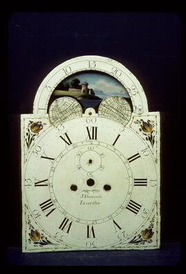 Hipkiss & Harold, Birmingham: Brass arched moon dial, c.1785 / Clockmaker: John Deacon, Leicester, 1795–1830