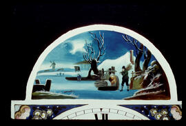 Christopher Wright, Birmingham: Picture in arch dial (arch detail) / Clockmaker: Thomas Clark, Epworth, 1828–76