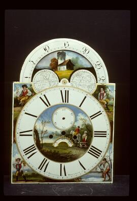 Unknown maker: Arched with moon dial / Clockmaker: Thomas Heywood, Wrexham, 1839–64