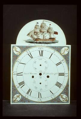Unknown maker, Scottish made: Picture in arch dial / Clockmaker: Archibald Miller, Kirkcudbright, 1800