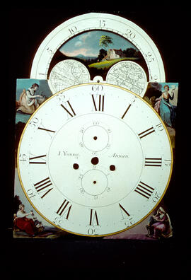 Thomas Osborne, Birmingham: Arched with moon dial, 1790s / Clockmaker: J. Young, Annan, 1790