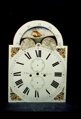 William Finnemore, Birmingham: Arched with moon dial, 1830s / Clockmaker: Nathaniel Dumvile, Stockport, 1834