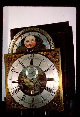 Unknown maker: Brass arched moon dial / Clockmaker: Samuel Whalley, Manchester