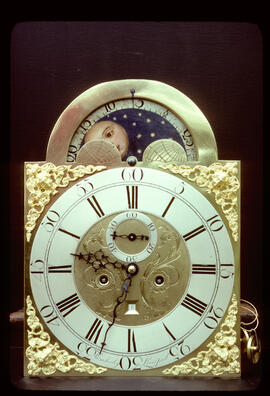 Unknown maker: Brass arched moon dial / Clockmaker: John Fazakerly, Liverpool, 1766