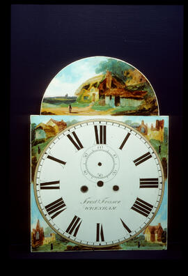 Unknown maker: Picture in arch dial / Clockmaker: Frederick Fraser, Wrexham, 1856–90