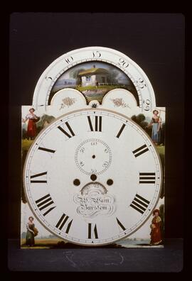 Samuel Wilkes or Wilkes & Son, Birmingham: Arched with moon dial, 1828–52 / Clockmaker: William Wain, Burslem, 1828–42
