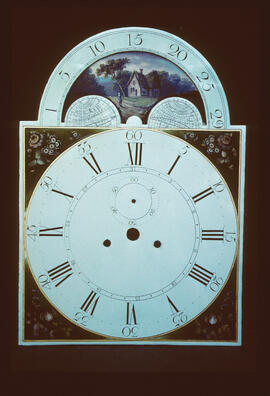 Unknown maker, Newcastle or Halifax: Arched with moon dial / Clockmaker: unmarked