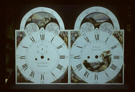 James Wilson, Birmingham: Arched with moon dial (left), c.1795 / Clockmaker: J. S. Bowker Booth, Manchester, 1772–1814