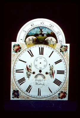 William Finnemore, Birmingham: Arched with moon dial, 1850+ / Clockmaker: J. Keeper, Denbigh, 1850–56