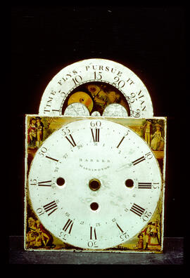 Unknown maker, Manchester: Arched with moon dial / Clockmaker: Barker, Wigan Warrington