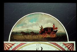 Unknown maker, Yorkshire: Picture in arch dial (arch detail), c.1820 / Clockmaker: John Mason, Rotherham, 1822–71