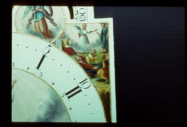 Unknown maker, Manchester: Arched with moon dial (corner detail), 1780-1820 / Clockmaker: J. Buckley, Ashton, 1820
