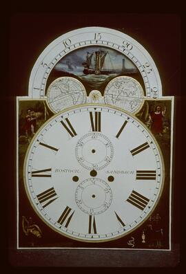 Poston & Woolnough, Liverpool: Arched with moon dial, 1860 / Clockmaker: Thomas Bostock, Sandbach, 1834-62