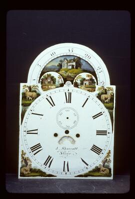 Samuel Baker & Son, Birmingham: Arched with moon dial, 1823–50 / Clockmaker: James Sharratt, Stone, 1828–50