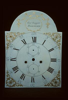 James Wilson, Birmingham: Gesso in arch dial, 1780s or 1785 / Clockmaker: George Suggale, Halesworth, 1742