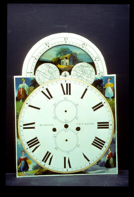 Walker & Hughes, Birmingham: Arched with moon dial, 1825 / Clockmaker: Nat. Dumvile, Stockport, 1834–57