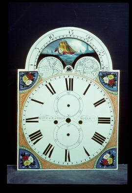William Finnemore, Birmingham: Arched with moon dial, 1850s / Clockmaker: Royle & Rawson, Wigan, 1858