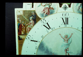 Unknown maker, Manchester: Arched with moon dial (corner detail), 1780-1820 / Clockmaker: J. Buckley, Ashton, 1820