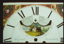 Unknown maker, Halifax: 12 o'clock moon dial (detail) / Clockmaker: John Wignall, Ormskirk