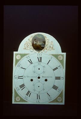 Francis Byrne, Birmingham: High oval in arch dial, 1790–95 / Clockmaker:  John Drummond, Brechie, 1789