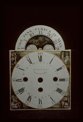 Unknown maker, Manchester: Arched with moon dial / Clockmaker: Barker, Wigan Warrington