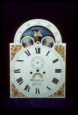 Samuel Baker, Birmingham: Arched with moon dial, 1823–50 / Clockmaker: William Green, Prescott, 1819–34