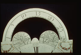 Unknown maker, Newcastle: Arched with moon dial (arch detail), c.1796 / Clockmaker: Matthew Sager, Skipton, 1778–1804