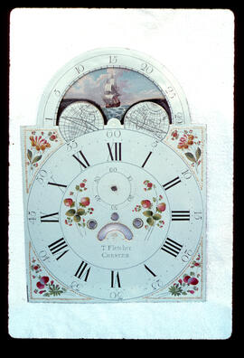 James Wilson, Birmingham: Arched with moon dial, 1790 / Clockmaker: Thomas Fletcher, Chester, 1781–93