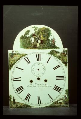 Samuel Wilkes or Wilkes & Son, Birmingham: Picture in arch dial, 1828–52 / Clockmaker: William Buxton, Bishops Auckland, 1827–56