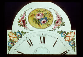 William Finnemore, Birmingham: Low oval in arch dial (arch detail), c.1825 / Clockmaker: Johnson, Chesterfield, 1802