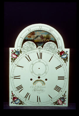 Walker & Hughes, Birmingham: Arched with moon dial, 1830+ / Clockmaker: Charles Joseph Holmes, Cheadle, 1828–42